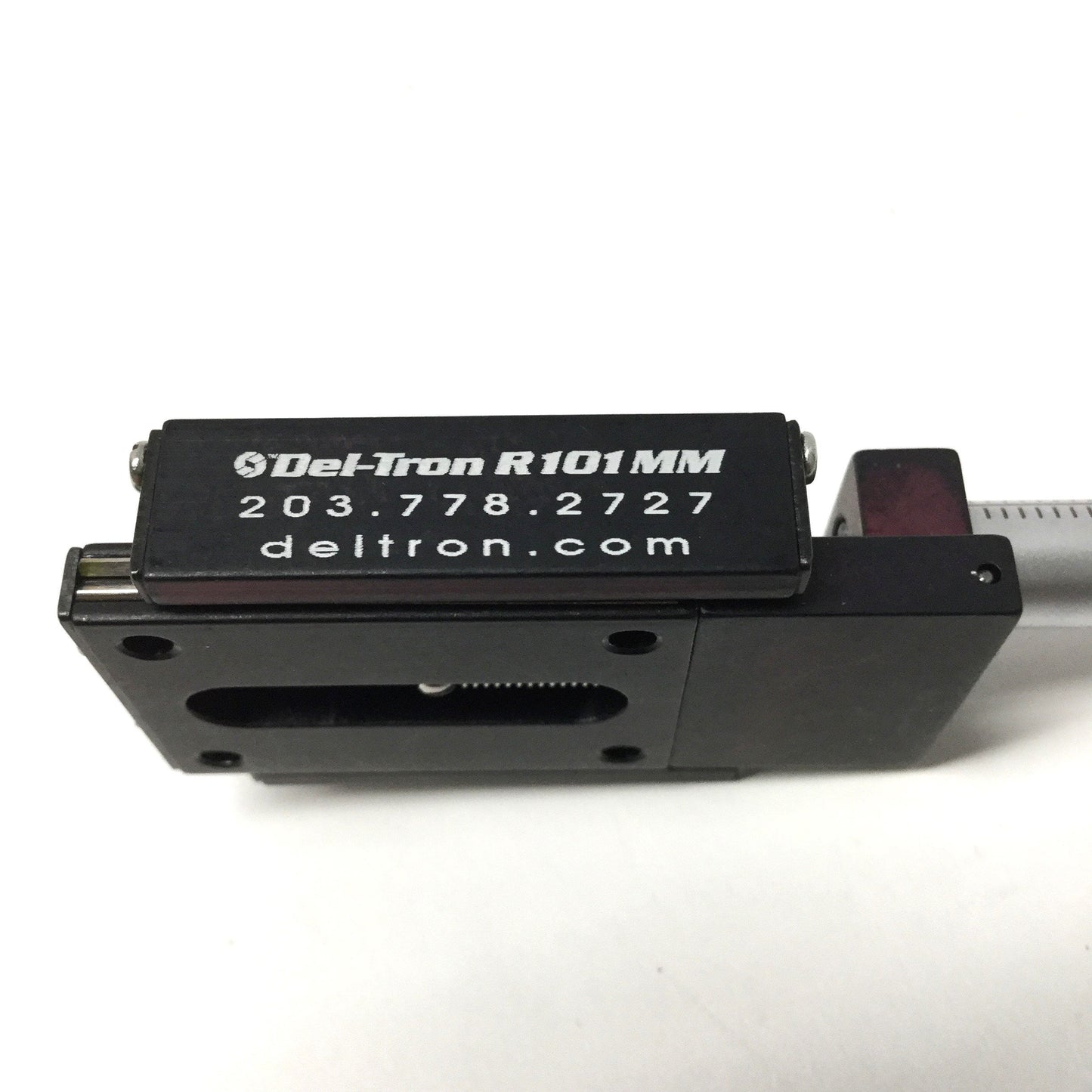 Used Del-Tron R101MM-X Crossed Roller Linear Slide Positioning Stage, 13mm Travel