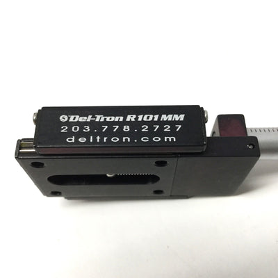Used Del-Tron R101MM-X Crossed Roller Linear Slide Positioning Stage, 13mm Travel