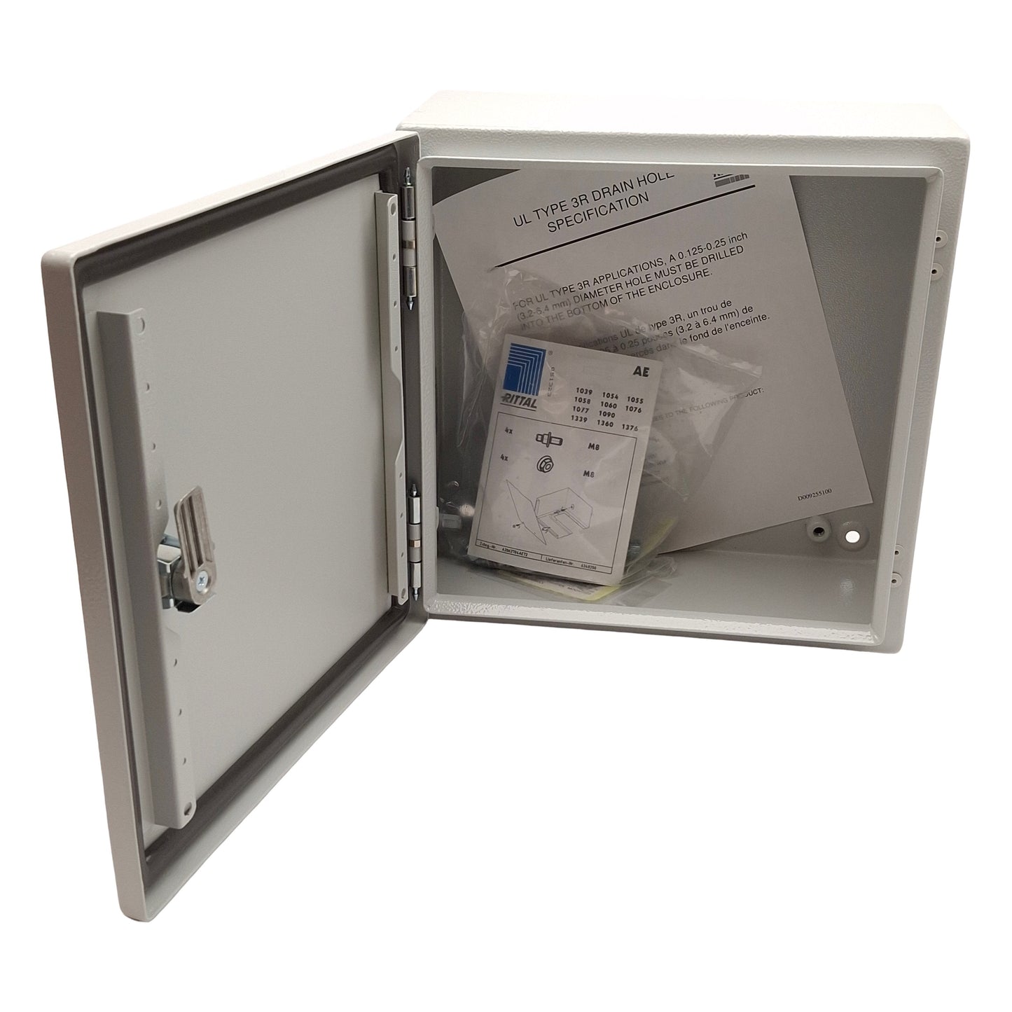 New Rittal WM121206NC Carbon Steel Enclosure, Wall Mount, 12x12x6in, NEMA 1 3R 4 12