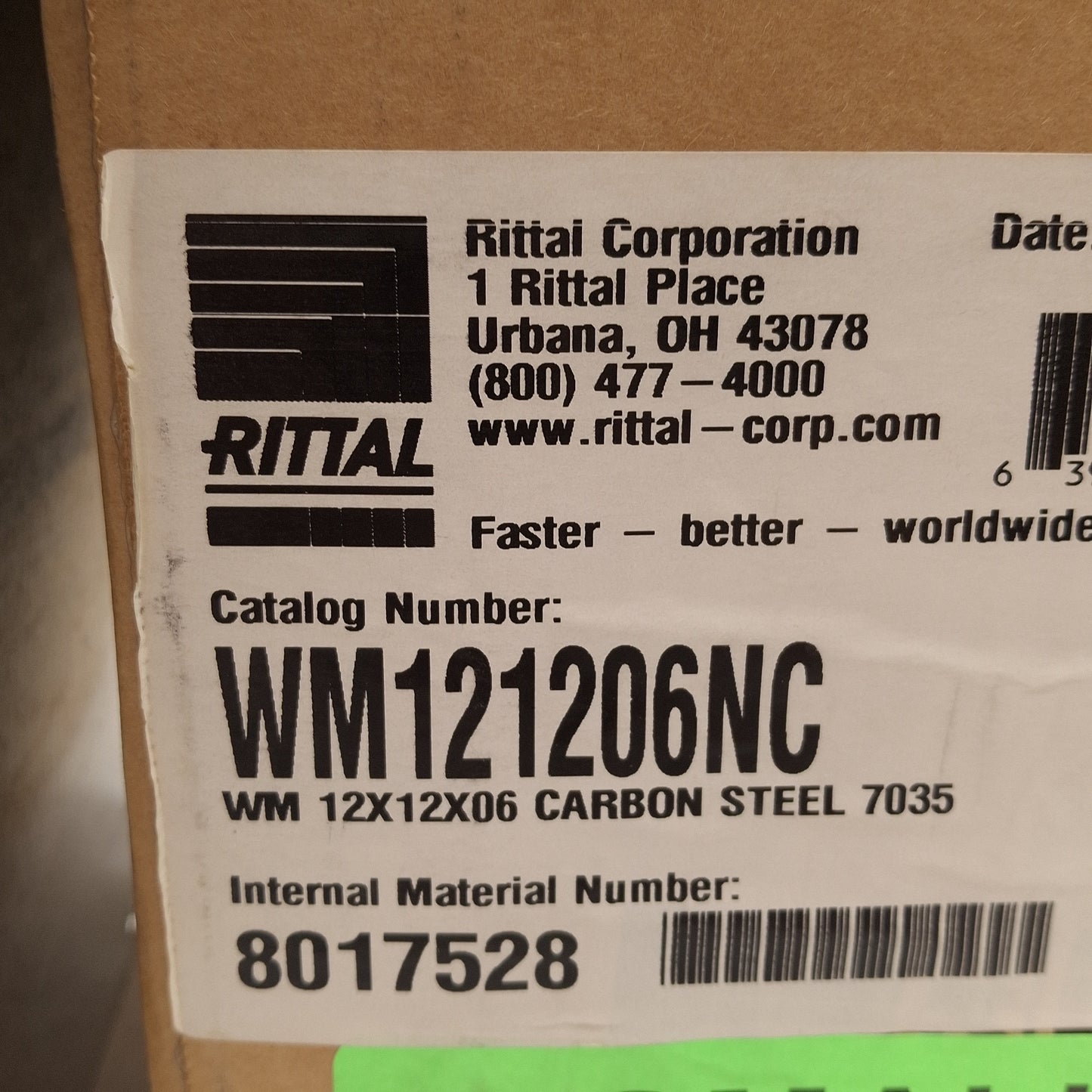 New Rittal WM121206NC Carbon Steel Enclosure, Wall Mount, 12x12x6in, NEMA 1 3R 4 12