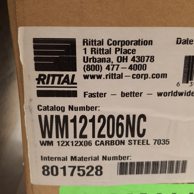 New Rittal WM121206NC Carbon Steel Enclosure, Wall Mount, 12x12x6in, NEMA 1 3R 4 12