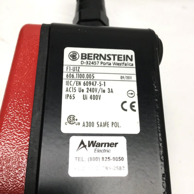 Used Bernstein F1-U1Z 606.1100.005 Single Pedal Foot Switch SPDT 3A 240VAC IP65