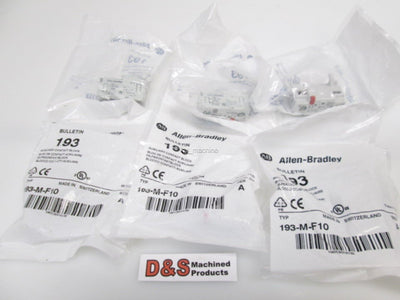 New Lot of 6 New Allen-Bradley 193-M-F10 Auxiliary Contact Blocks, 600VAC