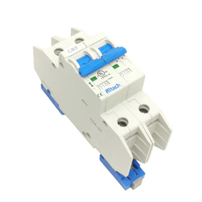 Used Altech 2DU10L Circuit Breaker, 2-Pole, 480Y/277VAC, 240VAC, 10A, DIN Mount