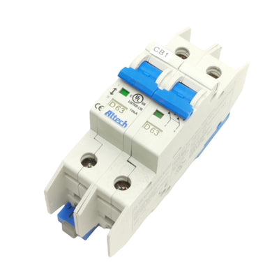 Used Altech 2DU63L Circuit Breaker, 2-Pole, 480Y/277VAC, 240VAC, 63A, DIN Mount