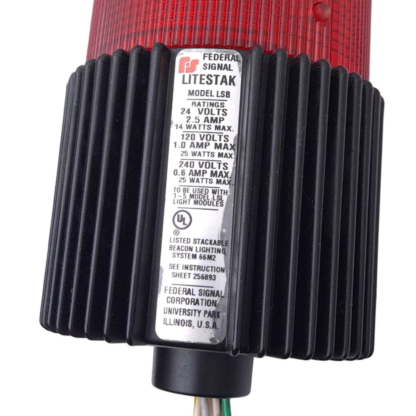 Used Federal Signal LSB-120-RAG Indicator Light Tower, Red/Amber/Green, ø4in, 120VAC