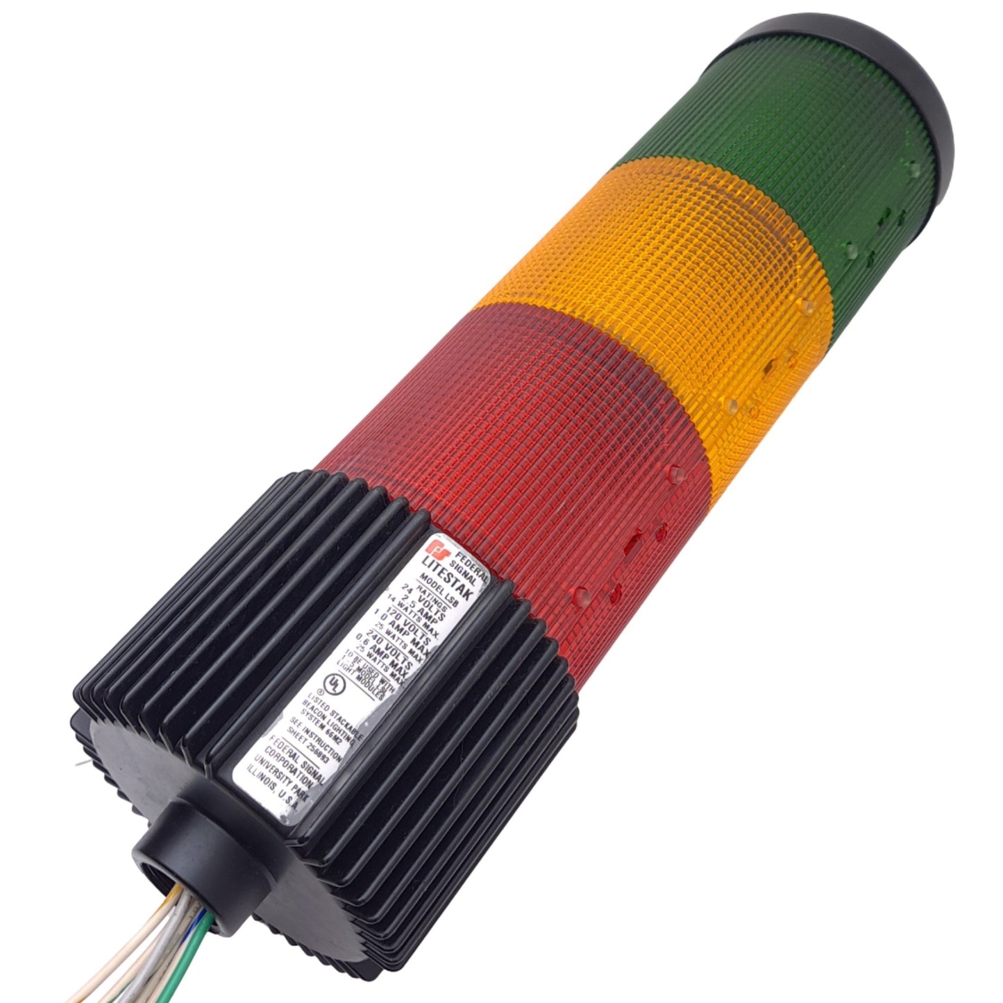 Used Federal Signal LSB-120-RAG Indicator Light Tower, Red/Amber/Green, ø4in, 120VAC