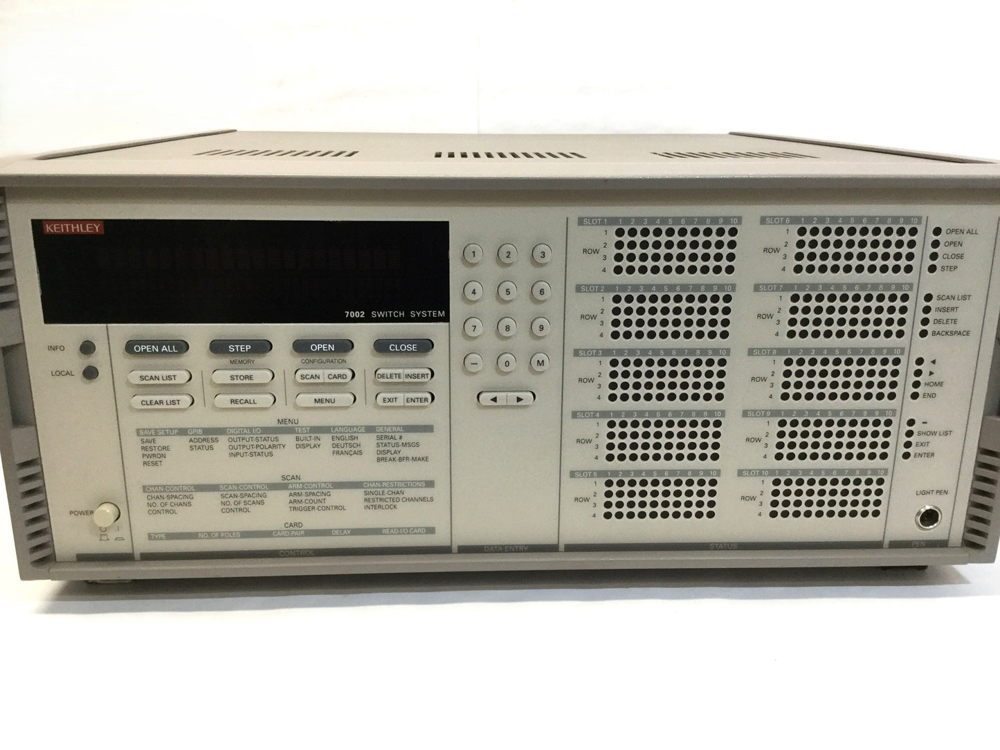 Used Keithley 7002 Switch System Control Test Mainframe 10-Slot 400-Channel *No Cards