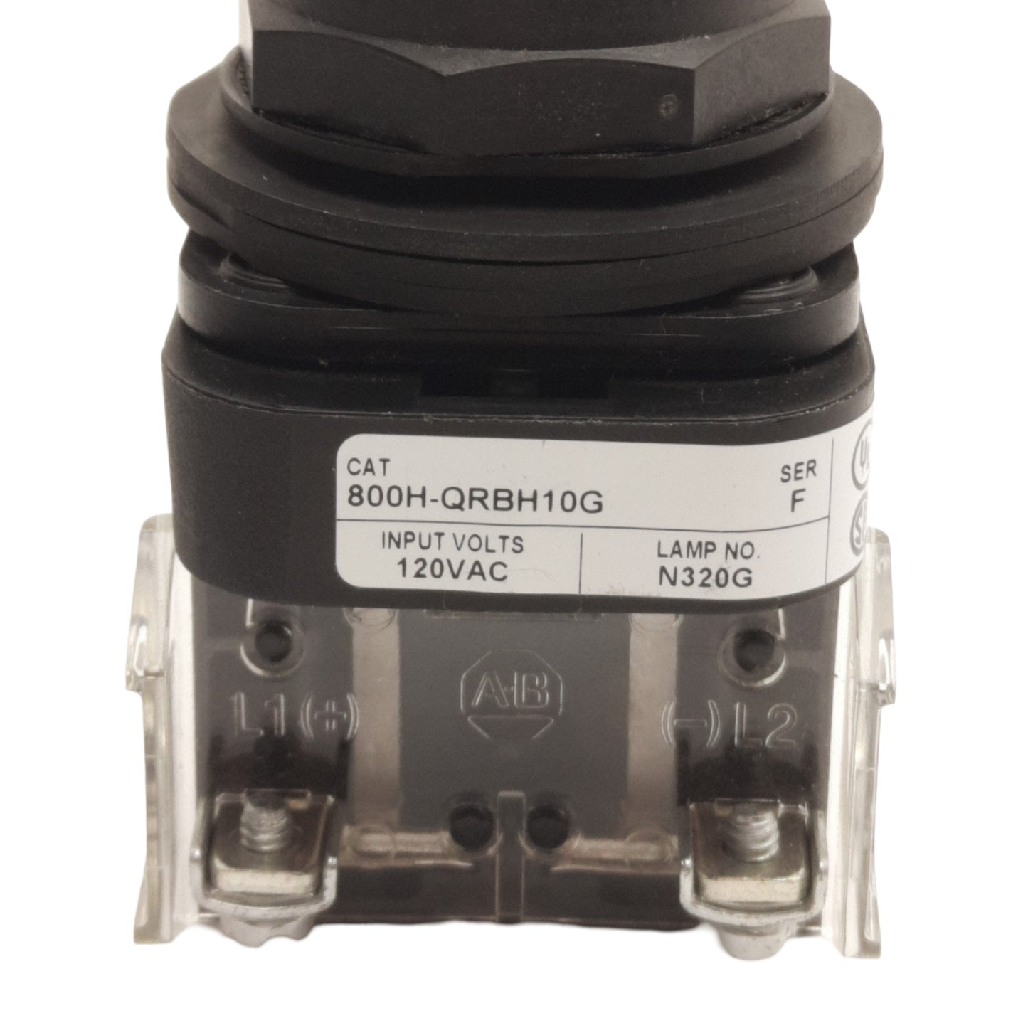 Used Allen Bradley 800H-QRBH10G Green LED Pilot Light Push Button 120VAC, 1NO & 1NC