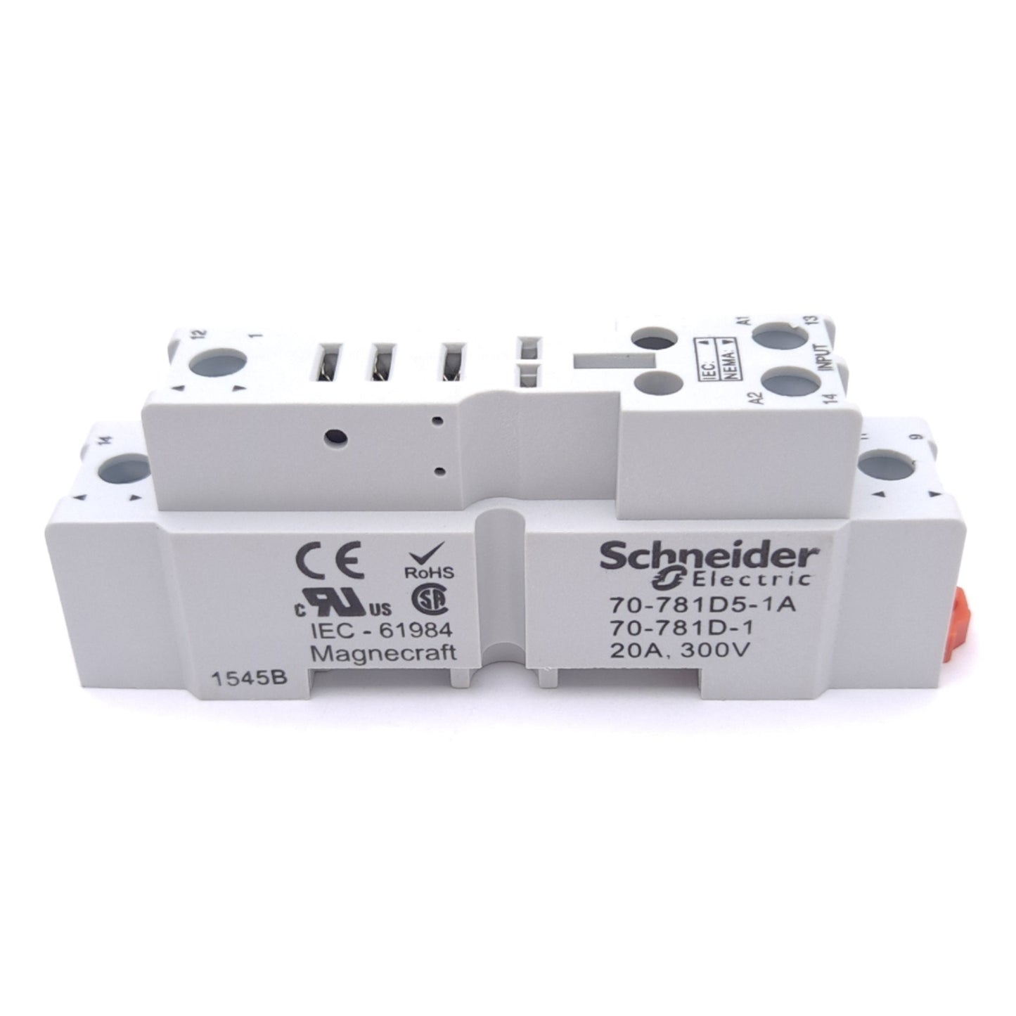 New Lot of 3 Schneider Electric 70-781D5-1A Relay Sockets, 5-Pin, 300V 20A, DIN