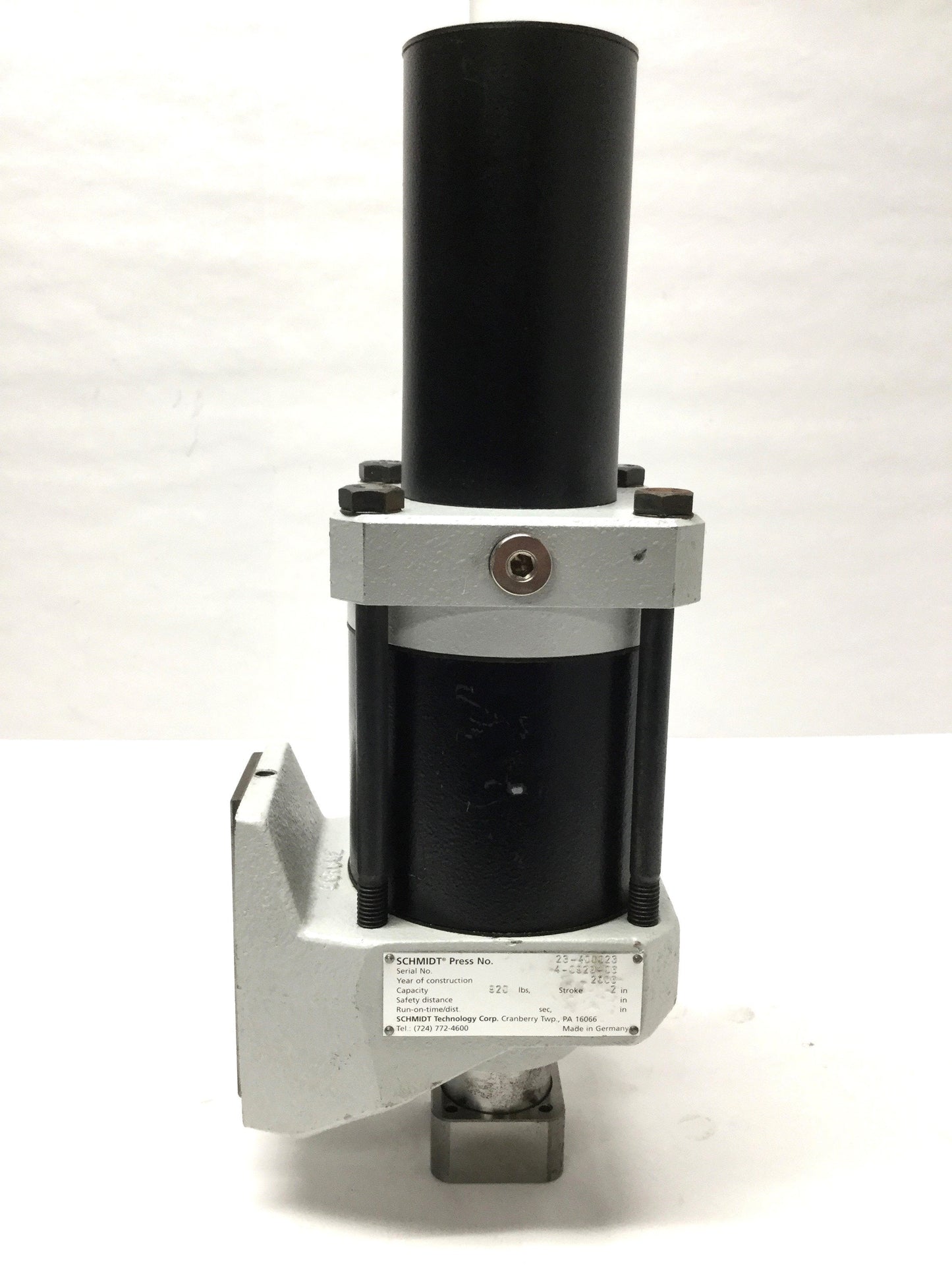 Used Schmidt Type 23 Pneumatic Direct-Acting Press Head Ram Actuator 920lb, 2" Stroke