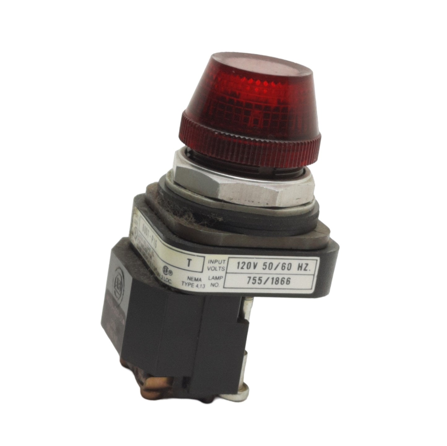 Used Allen Bradley 800T-P16R Pilot Light, Red, 120VAC Input/Lamp Voltage, 30mm Size