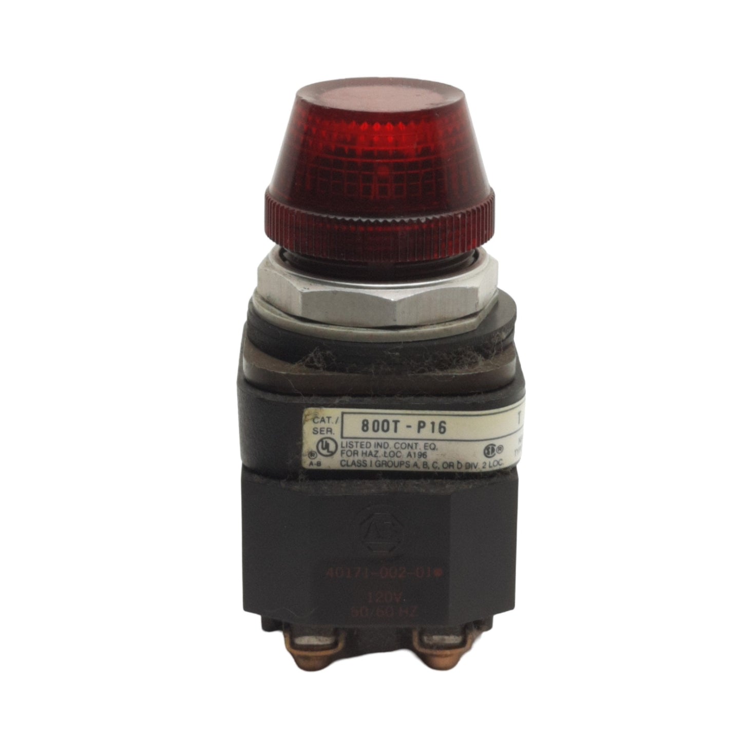 Used Allen Bradley 800T-P16R Pilot Light, Red, 120VAC Input/Lamp Voltage, 30mm Size