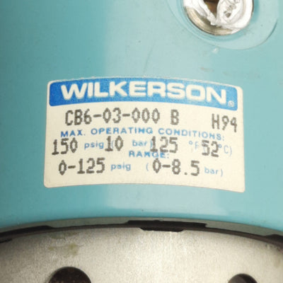 Used Wilkerson CB6-03-000 Pneumatic Filter/Regulator, 3/8 NPT, 5µm, 0-125psig Range