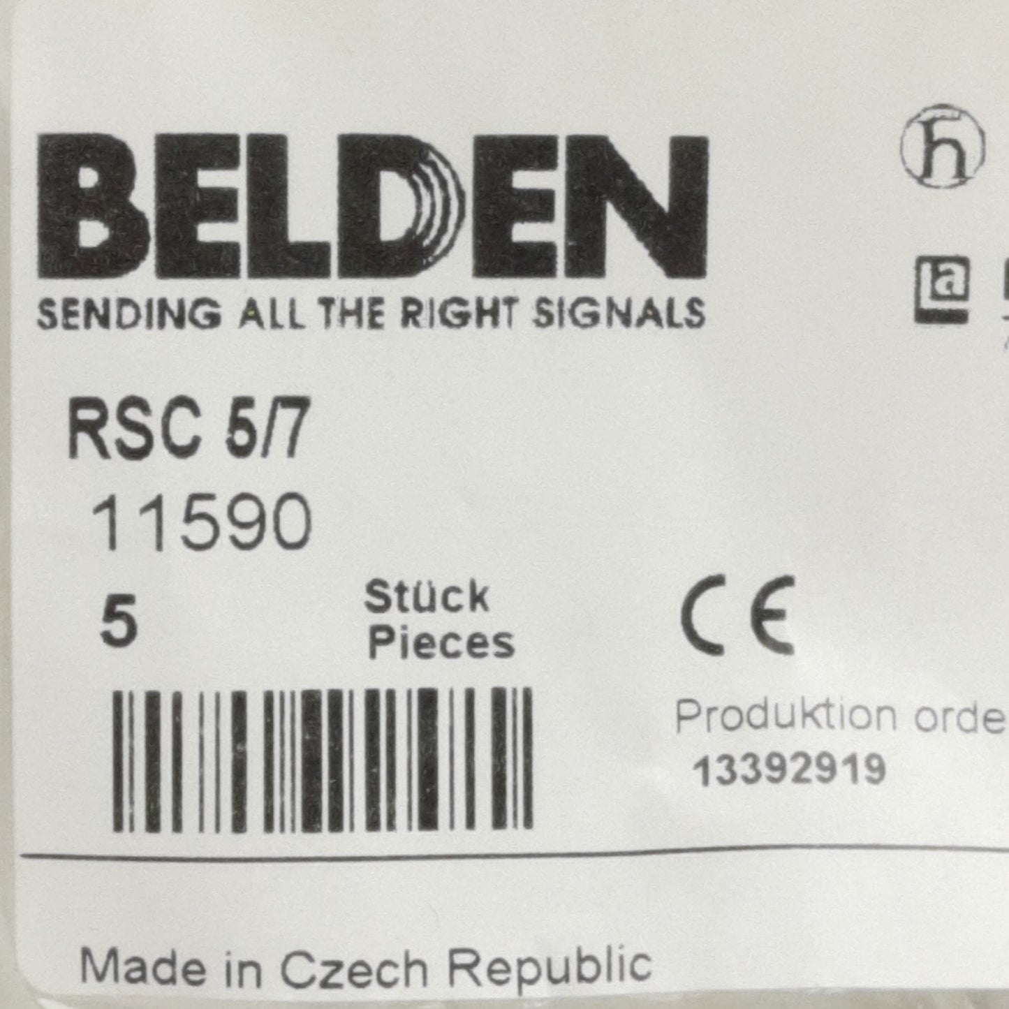 New Lot of 5 Belden RSC 5/7 Field Attachable Connector, M12 Male, 5-Pin, 50VAC/60VDC