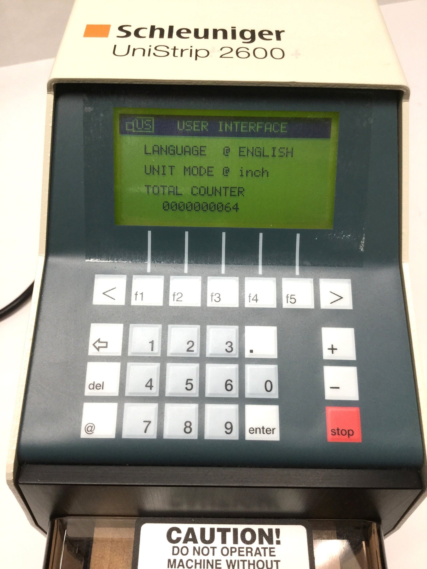 Used Schleuniger UniStrip 2600 Stripping Machine 32-6AWG Wire, Ø9mm Cable, 80mm Strip