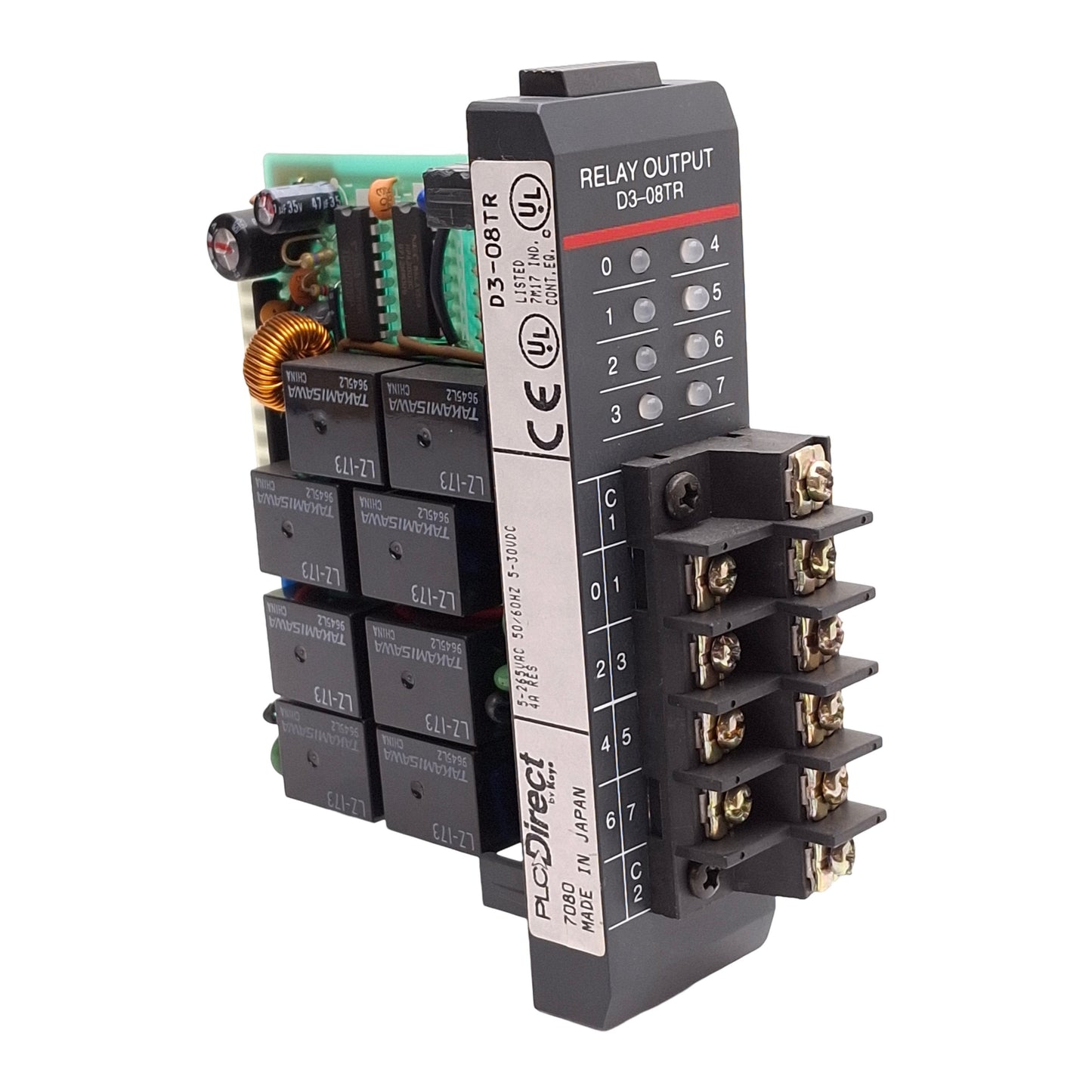 Used PLC Direct D3-08TR Direct Logic Relay Output Module, 8-Point, 5-265VAC/5-30VDC