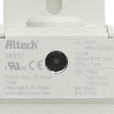 New Altech 38032 Power Distribution Block, 1P 1x6 Line/Load, 600V 160A, DIN Rail