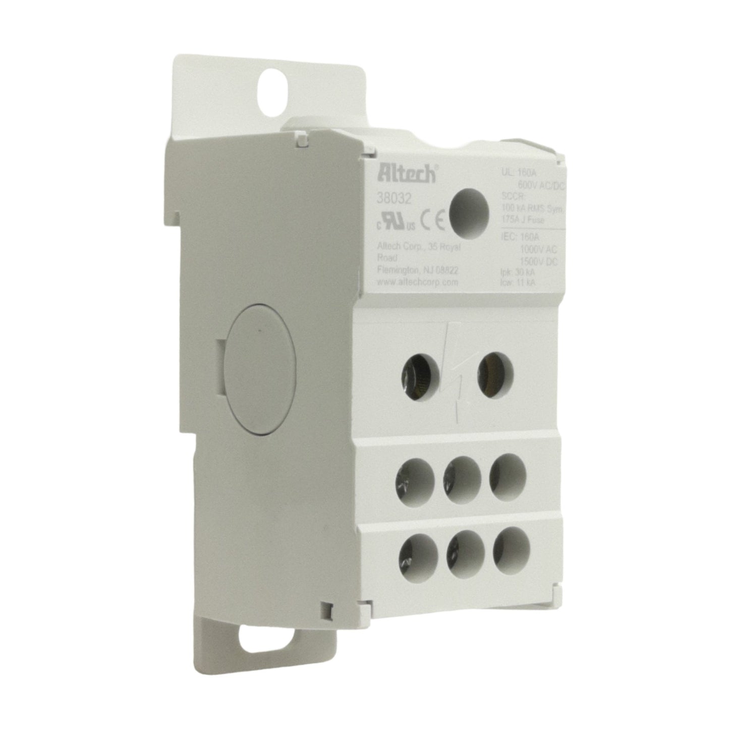 New Altech 38032 Power Distribution Block, 1P 1x6 Line/Load, 600V 160A, DIN Rail
