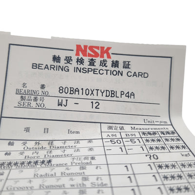 New NSK 80BA10XTYDBLP4A Bearing, Bore: 80mm Outer Diameter: 125mm, Width 20mm,