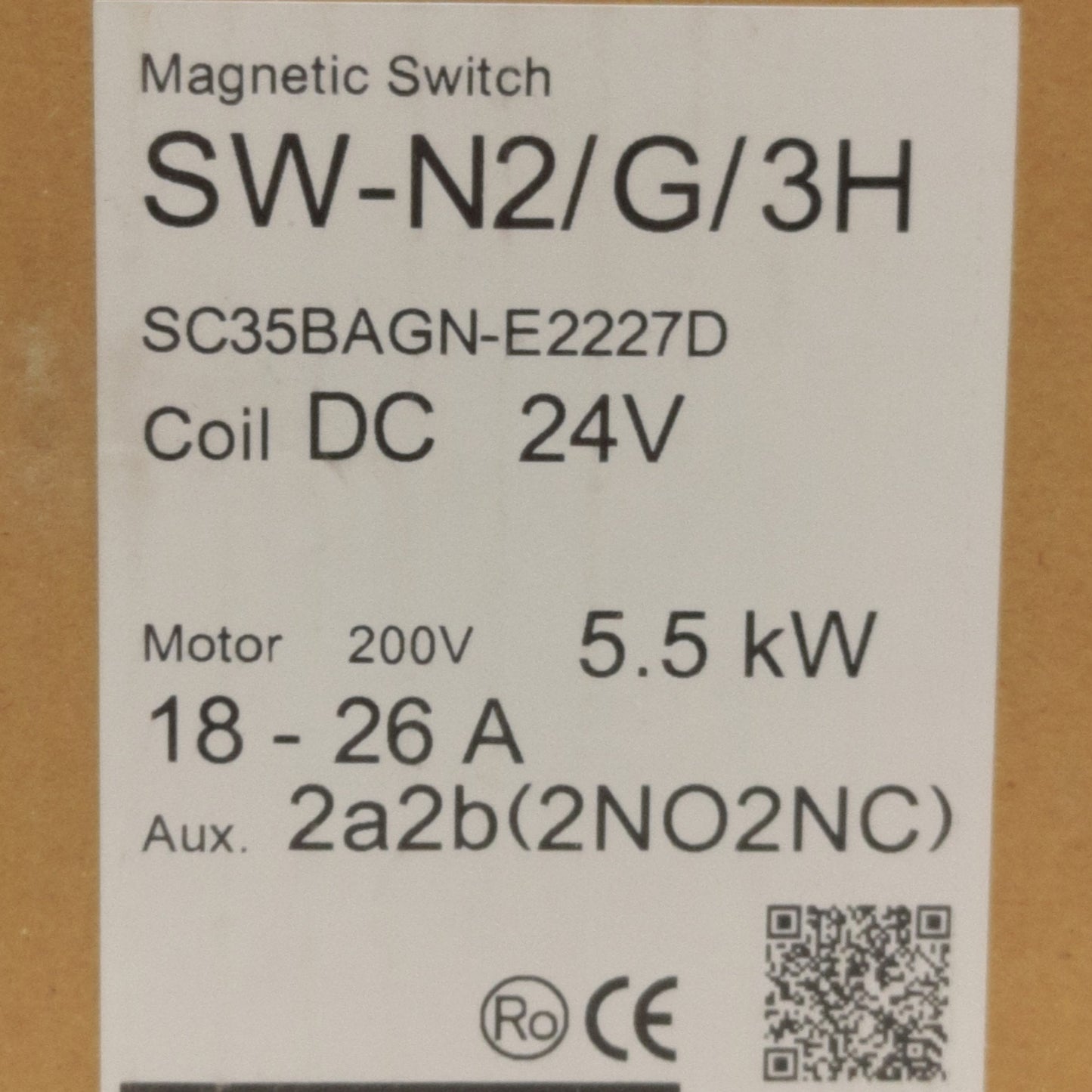 New Fuji Electric SW-N2/G/3H Magnetic Switch, 3-Pole, 2NO 2NC, 18-26A, 24VDC Coil