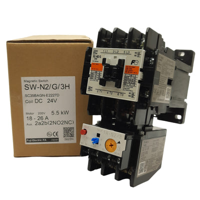 New Fuji Electric SW-N2/G/3H Magnetic Switch, 3-Pole, 2NO 2NC, 18-26A, 24VDC Coil