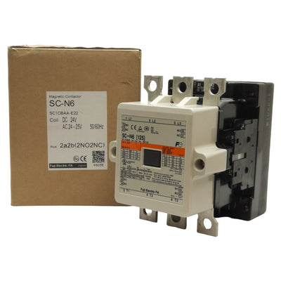 New Fuji Electric SC-N6 Magnetic Contactor 3-Pole, 2NO+2NC Aux, 60A 60Hz 24VDC Coil