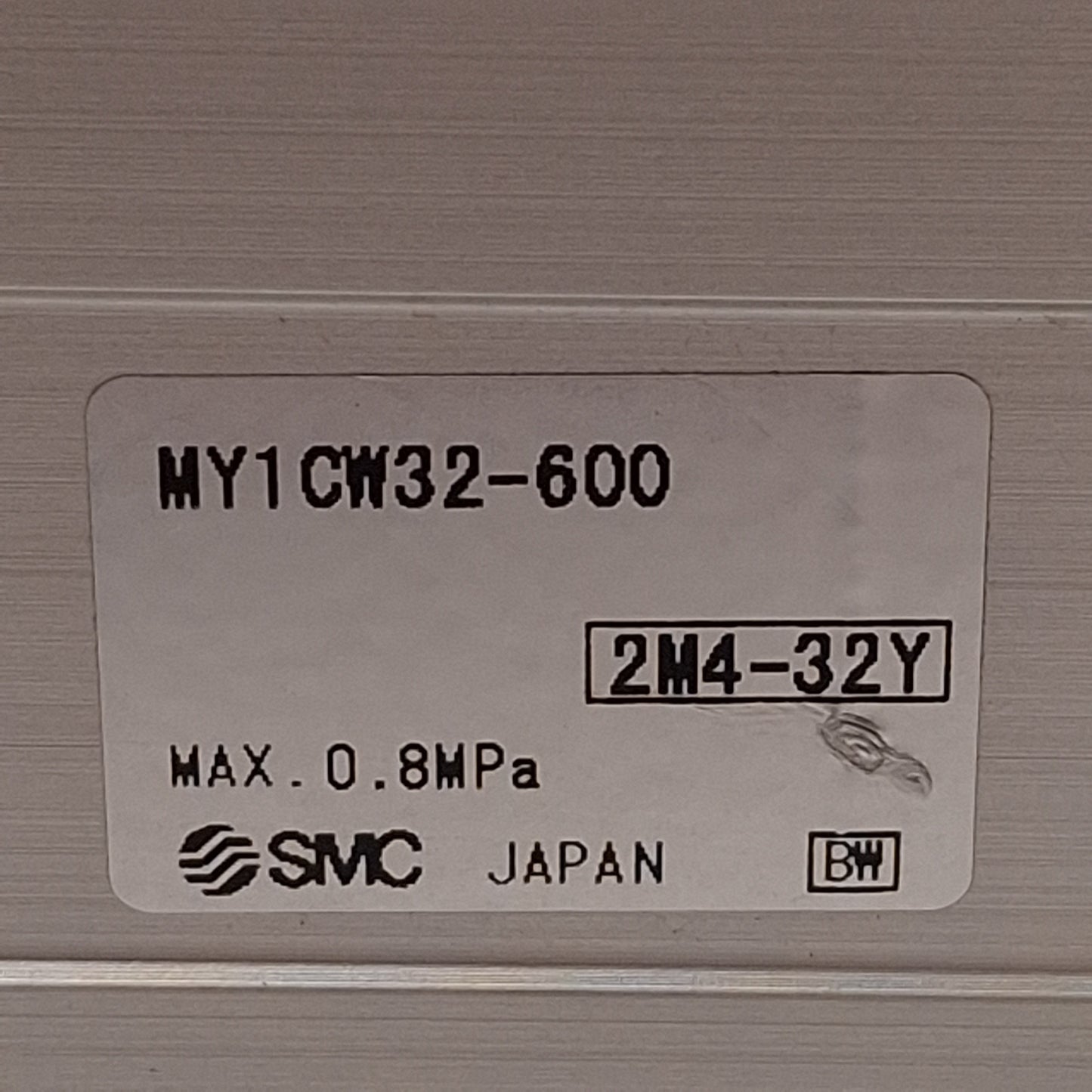Used SMC MY1CW32-600 Rodless Cylinder, ø32mm Bore, 600mm Stroke, 0.1-0.8MPa, Rc1/8