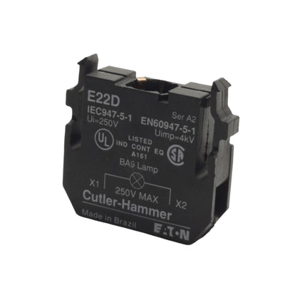 Used Eaton Cutler Hammer E22D Pushbutton Operator Light Source, 250VAC Max, BA9, 22mm