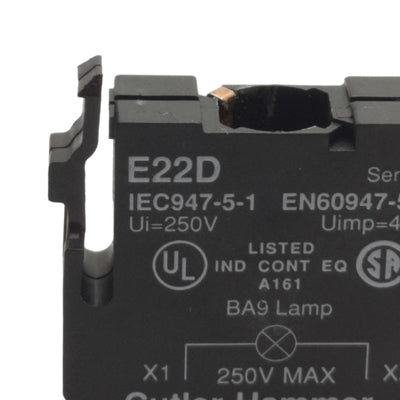 Used Eaton Cutler Hammer E22D Pushbutton Operator Light Source, 250VAC Max, BA9, 22mm