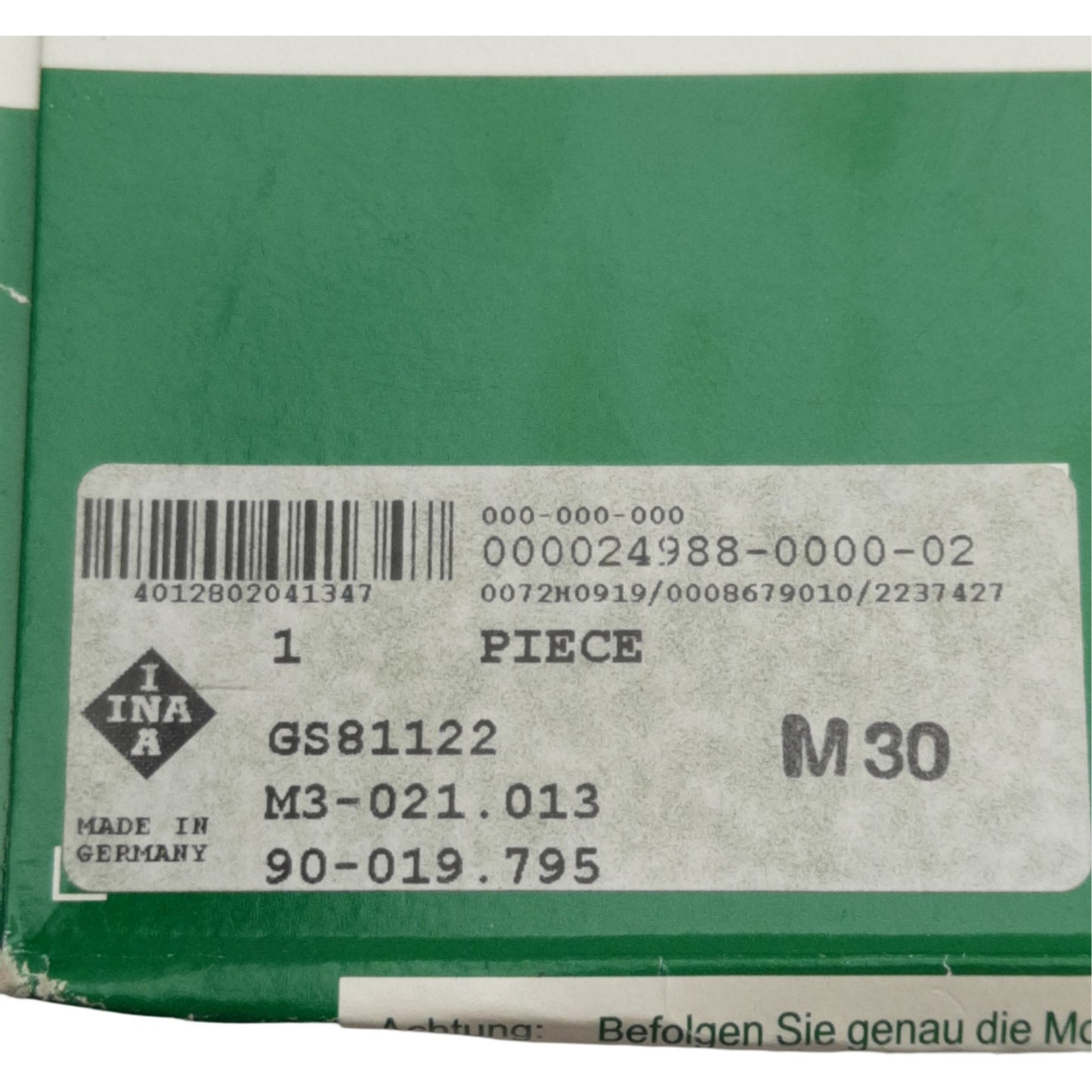 New INA GS81122 Roller Bearing Thrust Washer, ID: 112mm, OD: 145mm, Width: 7mm