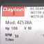 Used Dayton 4Z538A Gearmotor, 90VDC 0.42A, 1/30HP, 26in-lbs, 50RPM, ø8mm Shaft