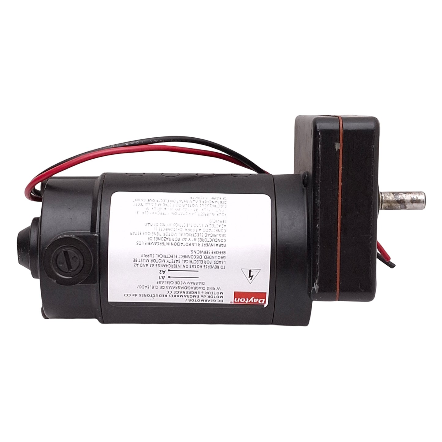 Used Dayton 4Z538A Gearmotor, 90VDC 0.42A, 1/30HP, 26in-lbs, 50RPM, ø8mm Shaft