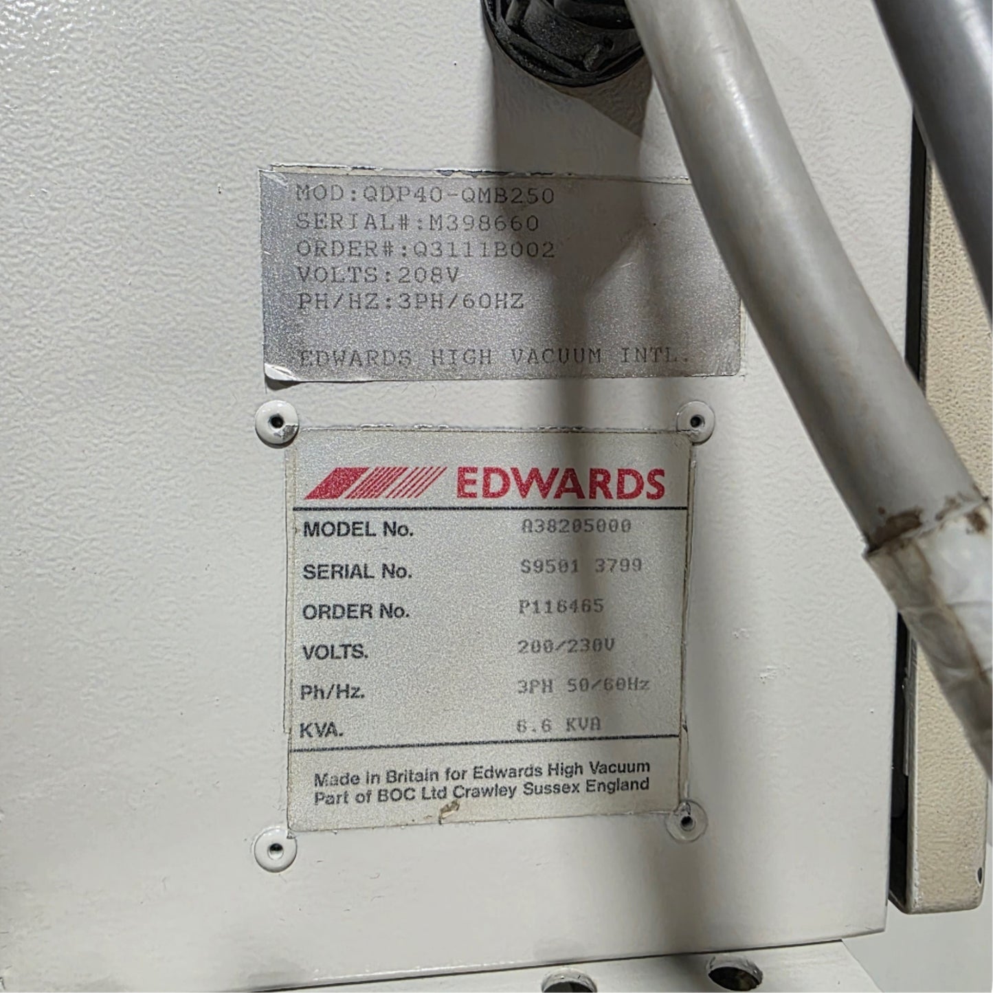 Used Edwards IQDP40-QMB250 Drystar Vacuum Pump 171CFM 5mTorr 6.6kW 200-208VAC 3PH