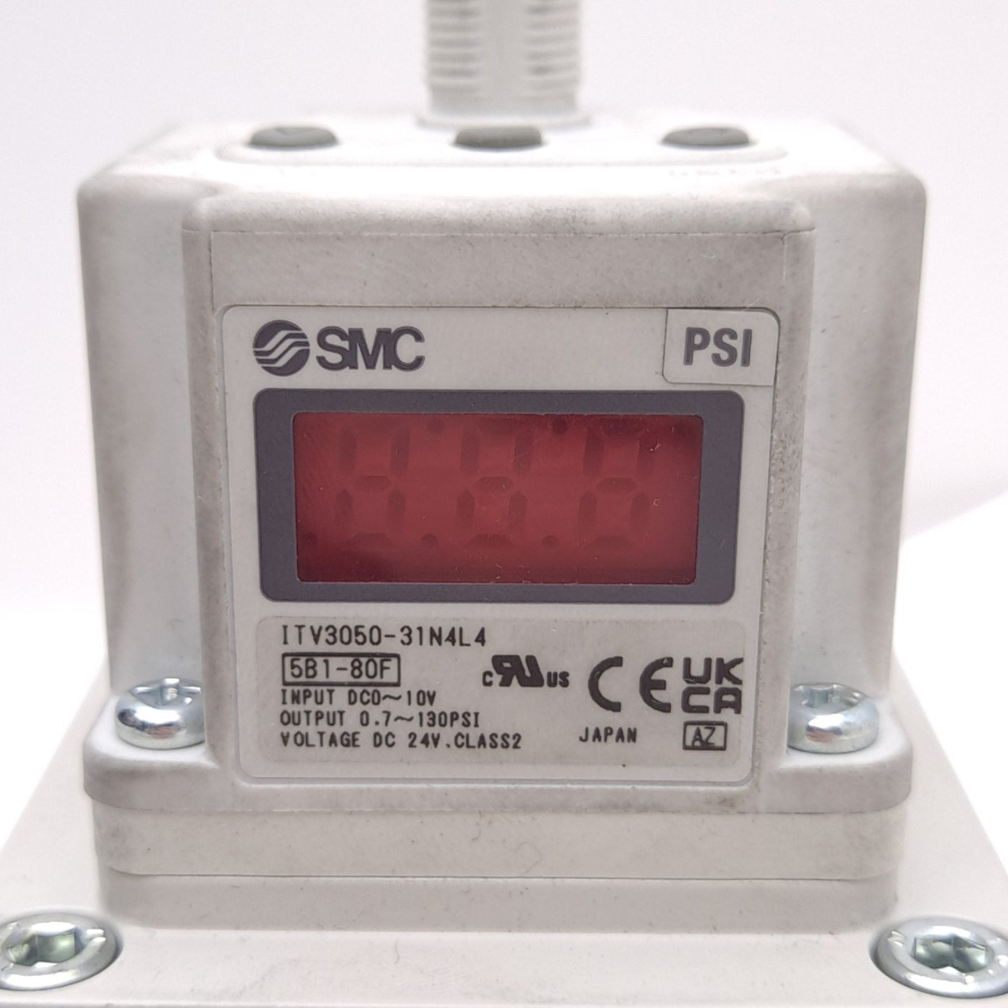 Used SMC ITV3050-31N4L4 Electro-Pneumatic Regulator, 0.7-130psi Set, 1/2in NPT, 24VDC