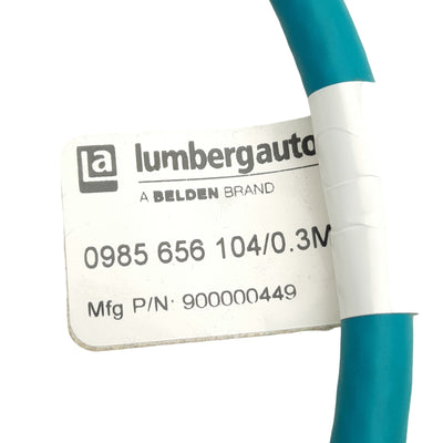 New Lumberg Automation 0985 656 104/0.3M Cordset M12 8-Pin Male to RJ45, 24AWG, 0.3m