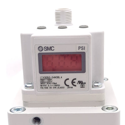 New – Open box SMC ITV3050-04N3BL4 Electro-Pneumatic Regulator, 0.7-130psi Set, 3/8 NPT, 24VDC