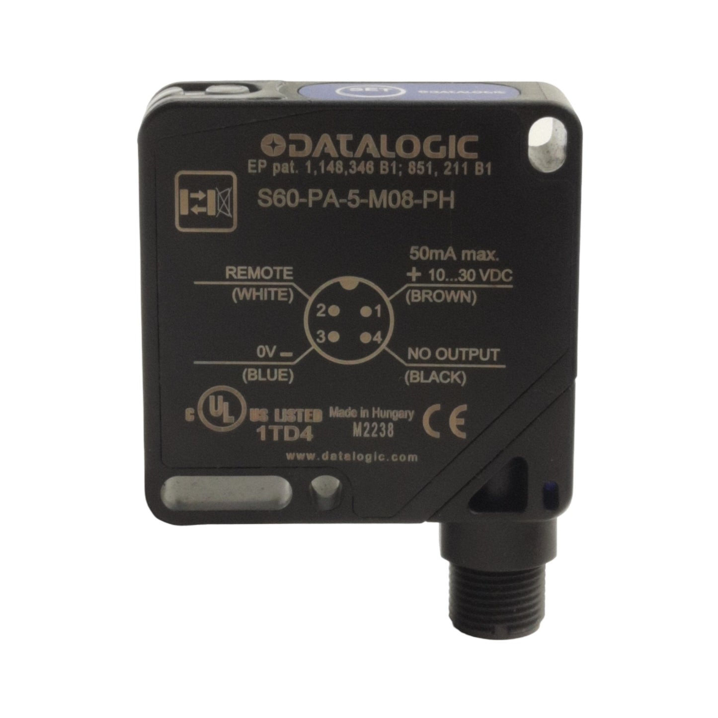 New Datalogic S60-PA-5-M08-PH Photoelectric Sensor M12 M 4-Pin, 200mm Sensing Range