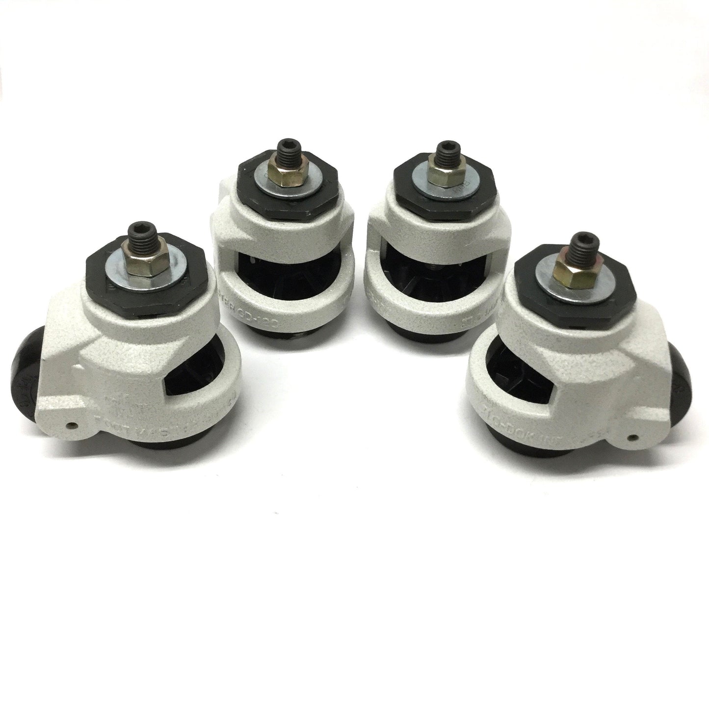 Used Lot of 4 Footmaster GD-120-S-NYN Leveling Swivel Nylon Wheel Casters, M16 Stem