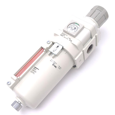 New SMC AW40-N04E-8Z-D Filter Regulator, 5μm, 1/2in NPT, 7-125psi Set, 150psi Max