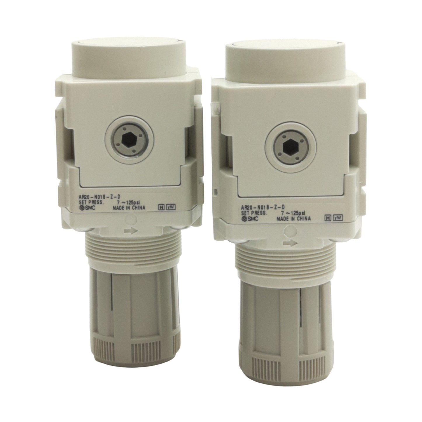 New Lot of 2 SMC AR20-N01B-Z-D Regulator Modular, 7-125psi Set, 1.0MPa In, 1/8in NPT