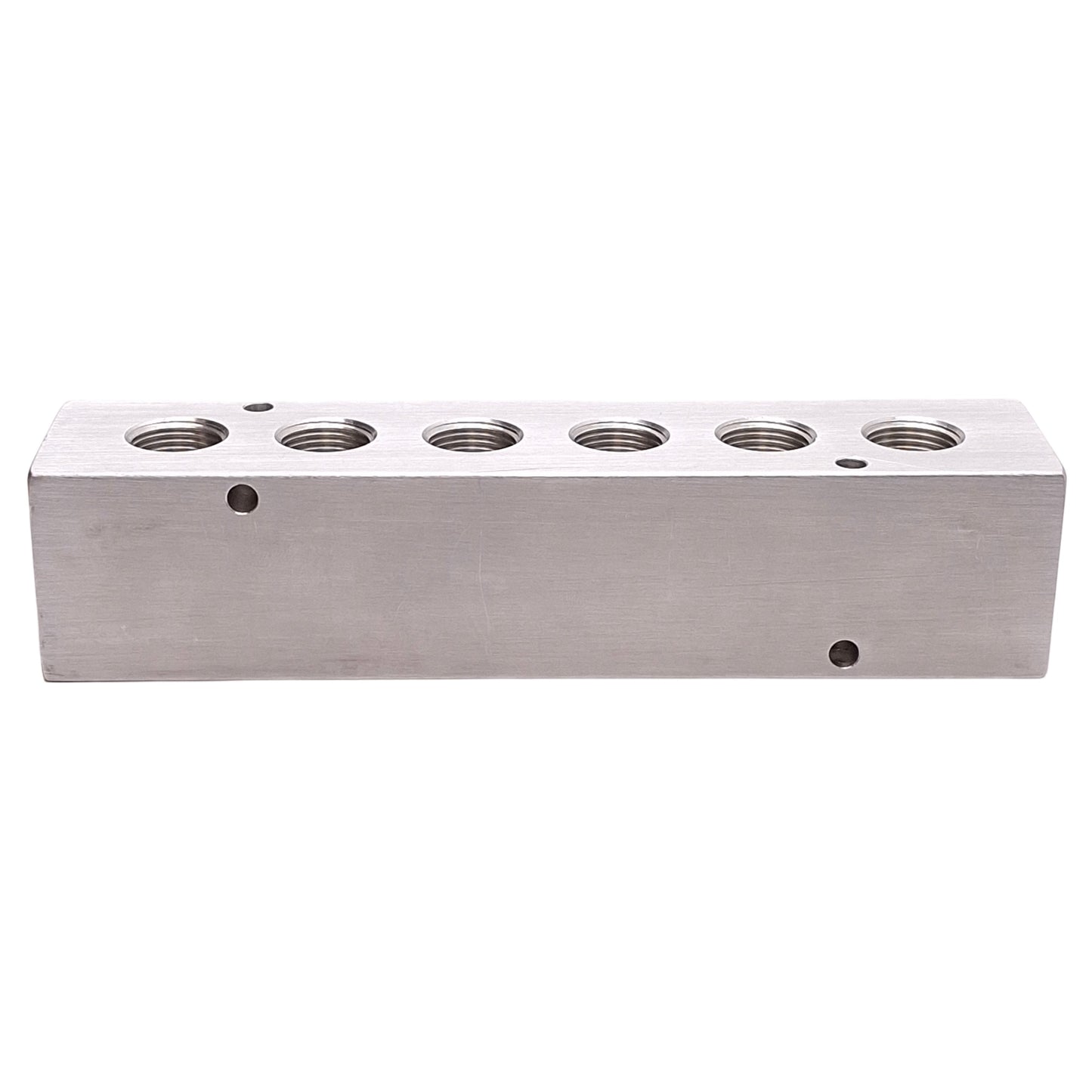 New – Open box Pneumadyne M30-375-6-90 Aluminum Manifold, 6-Station, 1/2in & 3/8in NPT Ports