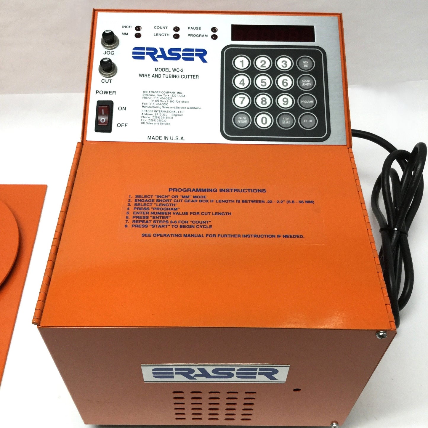 Used Eraser WC2 Programmable Automatic Wire & Tubing Cutter 115VAC, 16 AWG, Ø5/32" OD