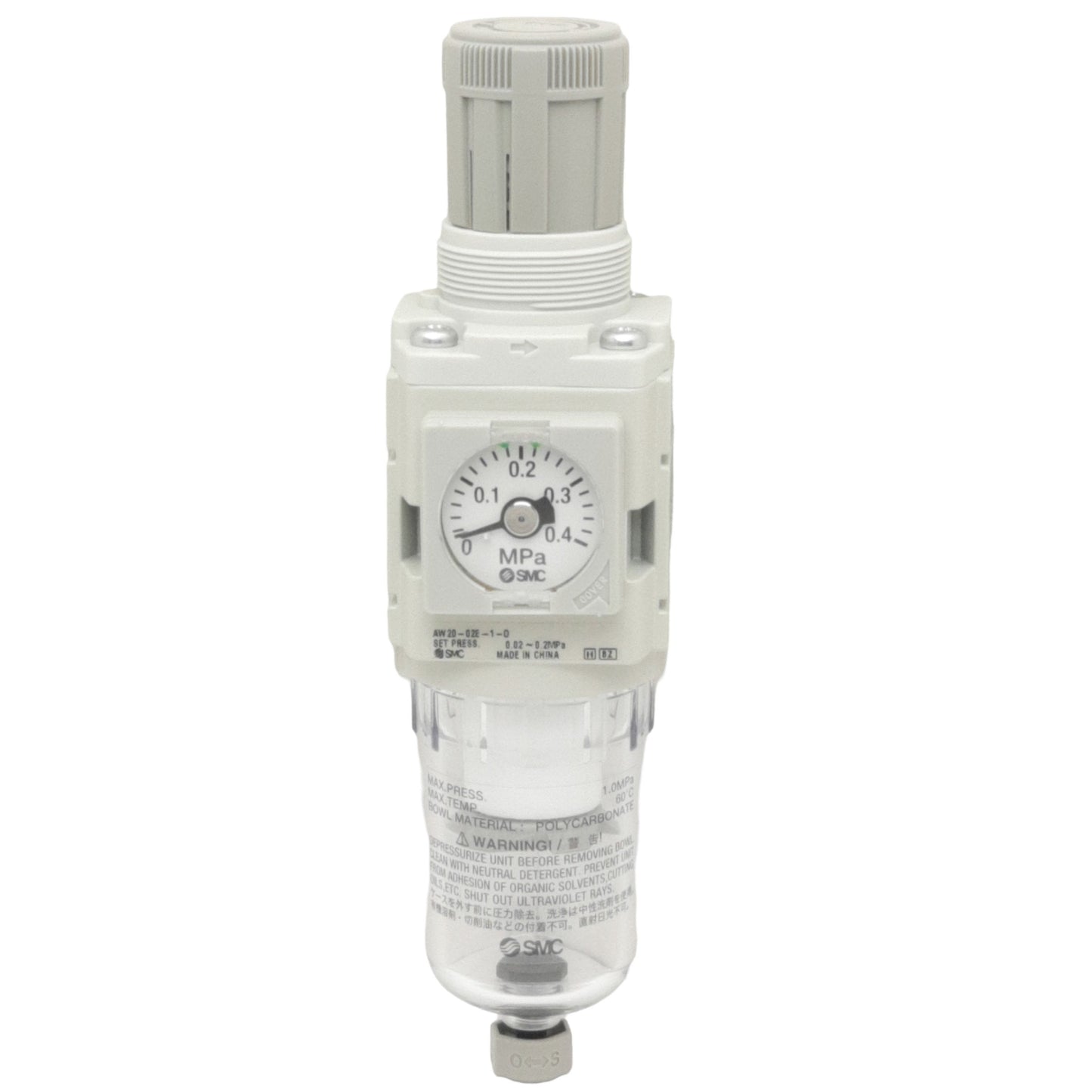 New SMC AW20-02E-1-D Filter Regulator, 0.02-0.2MPa Set, 5µm Filtration, 1/4in Rc
