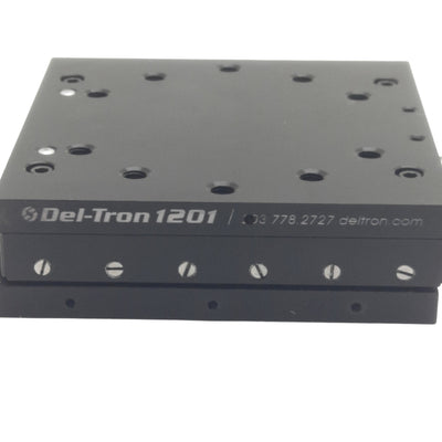 New Del-Tron 1201-X Ball Bearing Micrometer Linear Positioner, 1" Travel 3.12" Stage