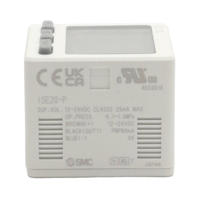 New SMC ISE20-P Pressure Switch, -0.1-1.0MPa, PNP, 10-32 M5, 12-24VDC 80mA