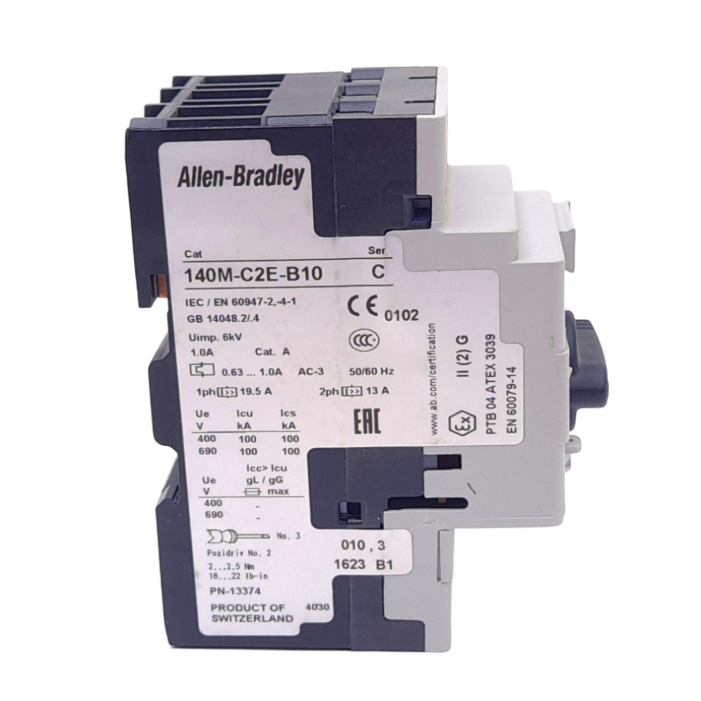 New Allen Bradley 140M-C2E-B10 Motor Circuit Breaker, 3-Pole, 0.63-1.0A 600VAC