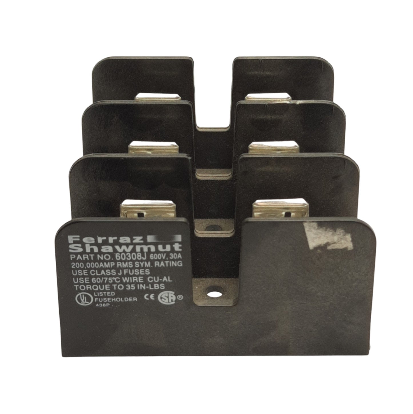 New Ferraz Shawmut 60308J Fuse Holder Block, 3-Poles, Class J, 600V 30A