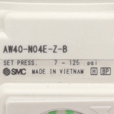 New SMC AW40-N04E-Z-B Filter Regulator, 7-125psi, 5µm Filtration, 1/2in Female NPT