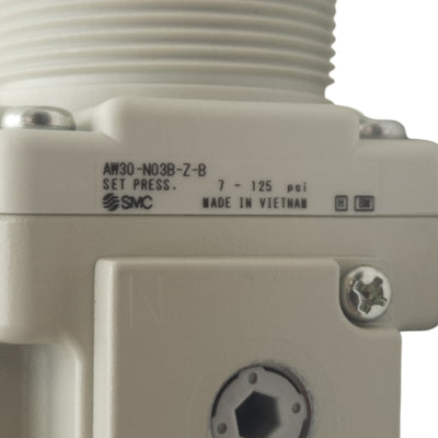 New SMC AW30-N03BG-Z-B Filter Regulator, 3/8" NPT, 5µm, Set: 7-125psi, 150psi Max